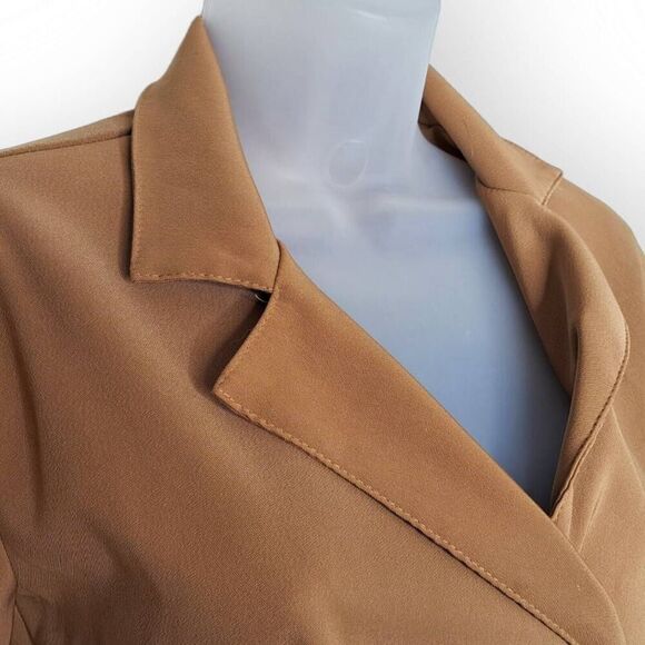 GAS Great American Sportswear Vintage 90s Women's Tie Front Blazer in Tan size 5 - Picture 4 of 6